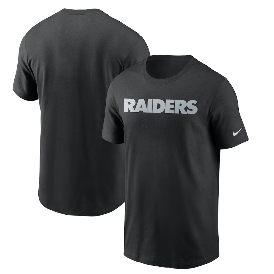 Nike Men Las Vegas Raider Black Team Wordmark T-Shirt-Black product image 1, provided for visual reference and product