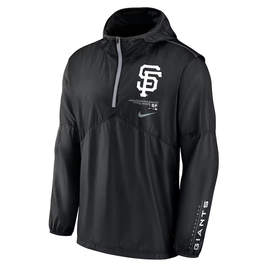 Nike Men San Francisco Giants Authentic Night Game Performance Half-Zip Windbreaker - Black product image 1, provided for