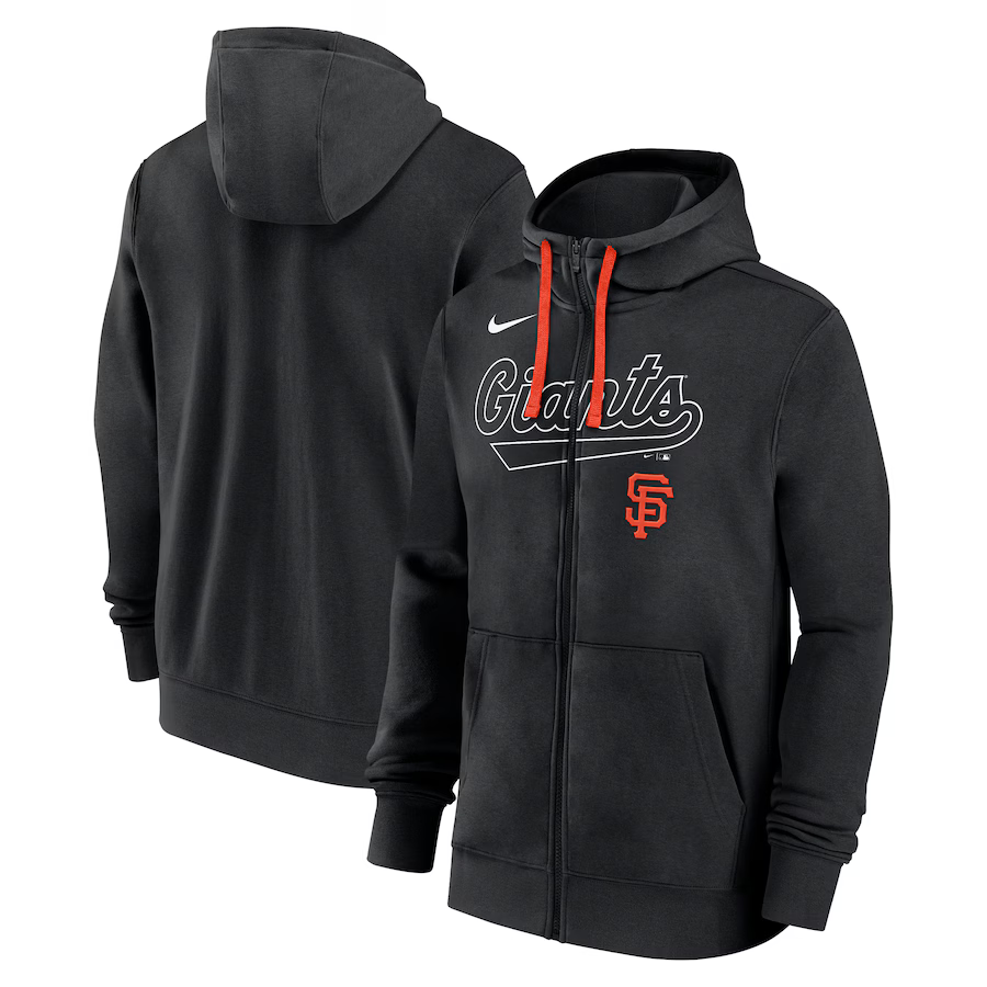 San Francisco Giants Nike Black Knockout Script Full-Zip Hoodie for Men product image 2, provided for visual reference and