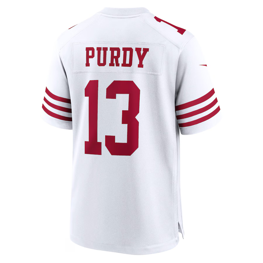 Nike Youth San Francisco 49ers Brock Purdy Game Jersey - White product image 2, provided for visual reference and product