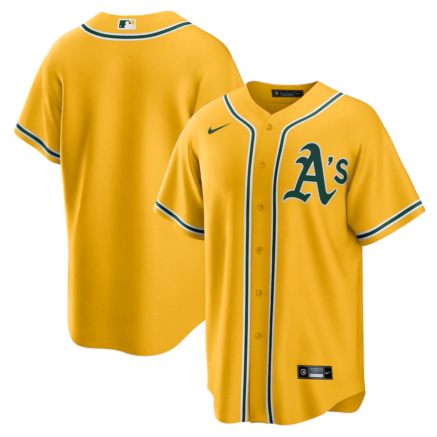 Nike Oakland Athletics Alternate Replica Team Jersey - Gold product image 3, provided for visual reference and product
