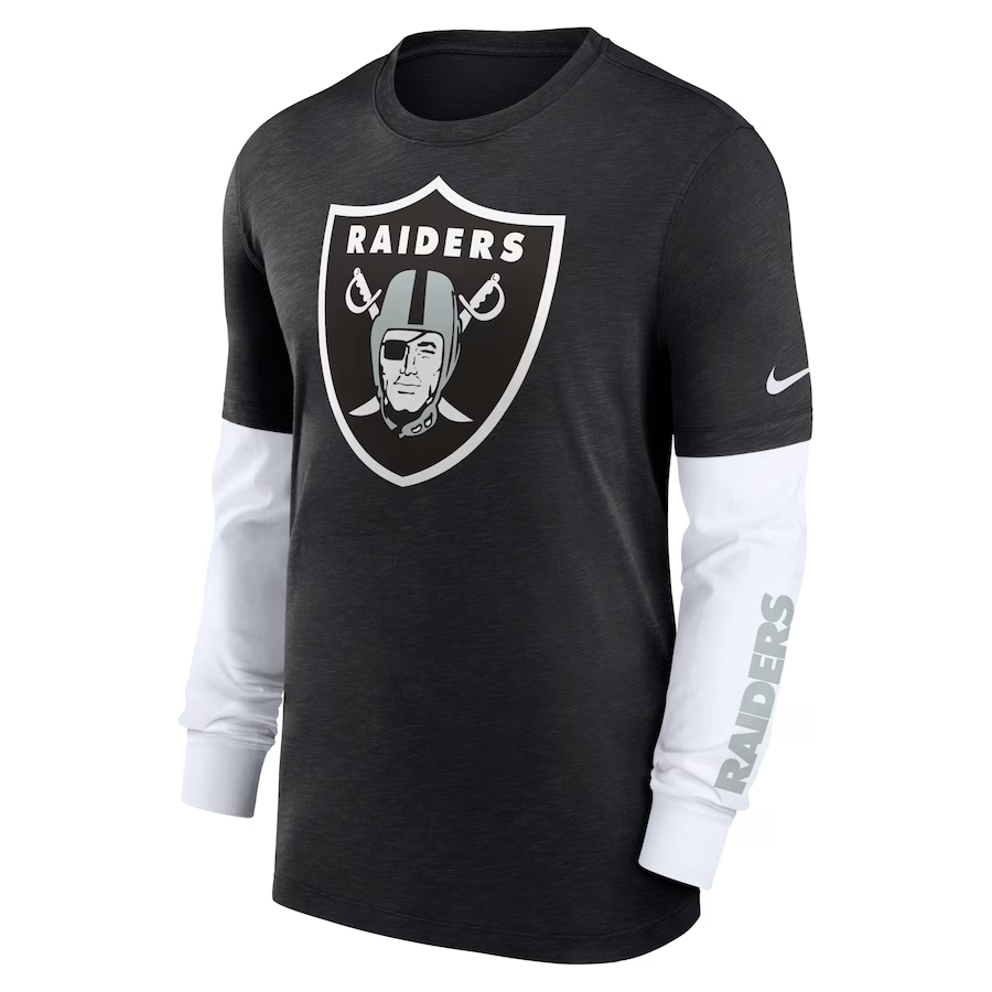 Nike Las Vegas Raiders Slub Fashion Long Sleeve T-Shirt - Heather Black product image 1, provided for visual reference and