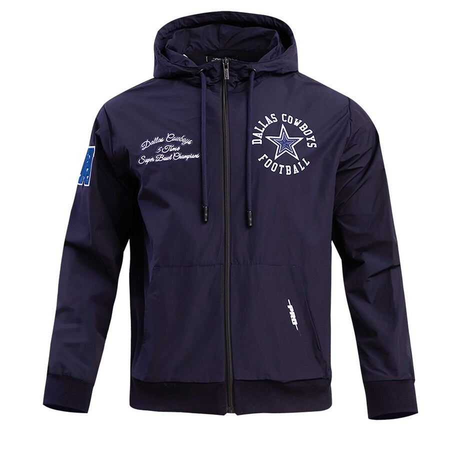 Pro Standard Dallas Cowboys Hybrid Woven FZ Hoodie-Navy product image 1, provided for visual reference and product detail