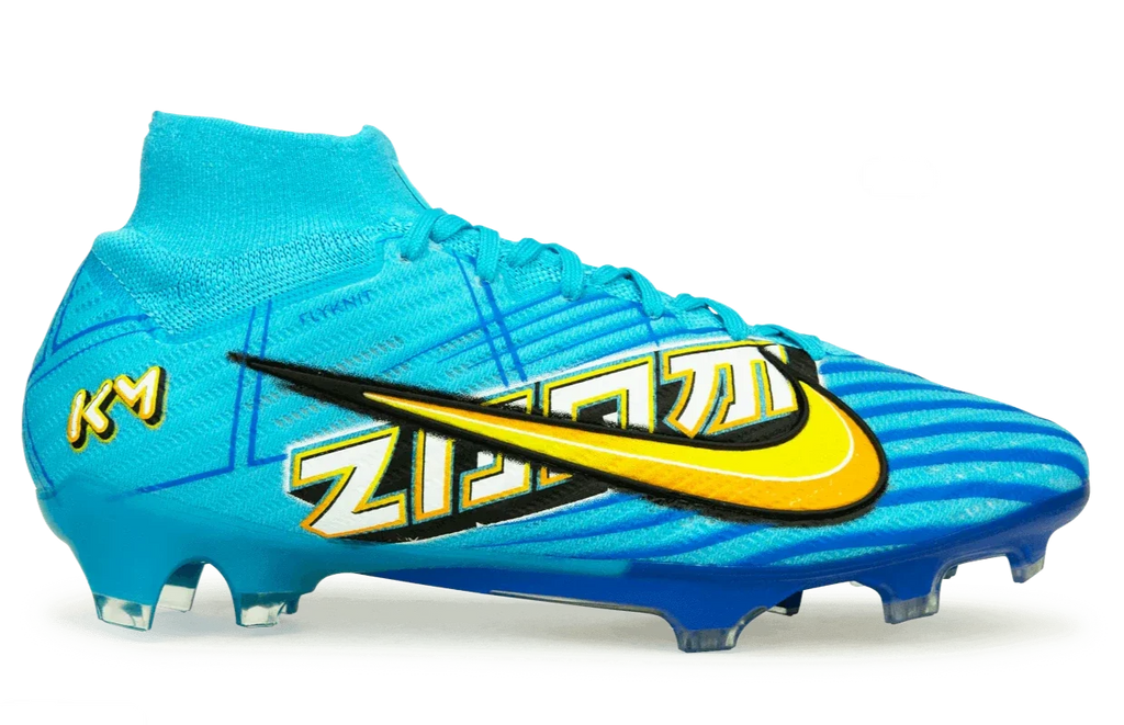 Nike Zoom Mercurial Superfly 9 Elite KM FG-Baltic Blue/White product image 1, provided for visual reference and product