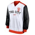 Nike San Francisco Giants Rewind Warmup V-Neck Pullover Jacket - White/Orange product image 1, provided for visual reference