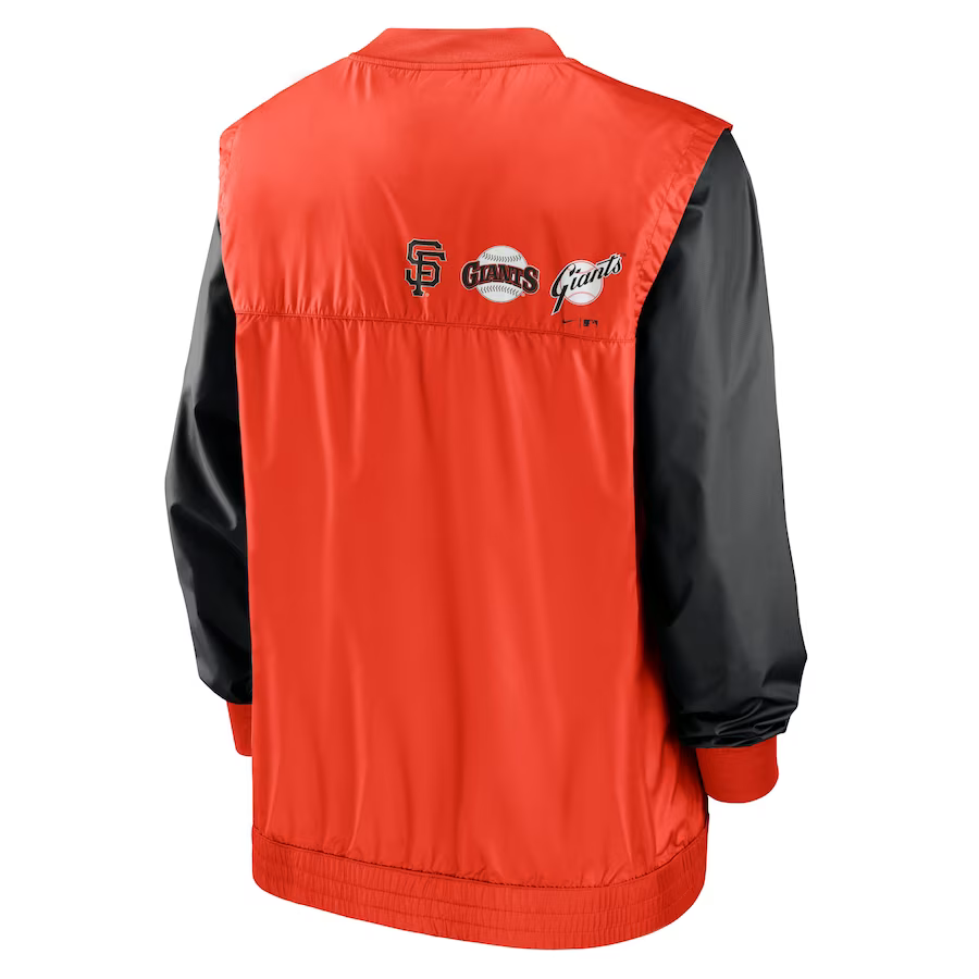 Nike San Francisco Giants Rewind Warmup V-Neck Pullover Jacket - White/Orange product image 2, provided for visual reference