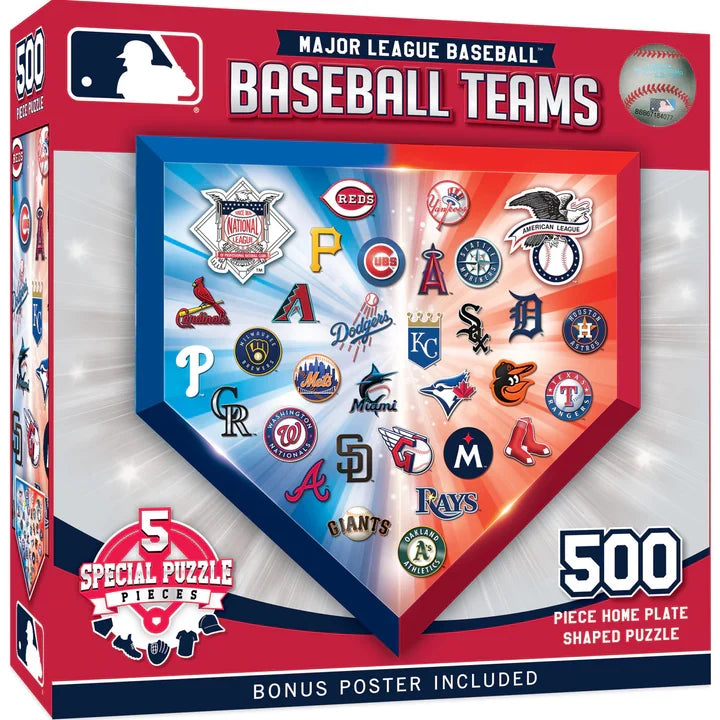 MLB Home Plate 500 Piece Shaped Jigsaw Puzzle product image 1, provided for visual reference and product detail review