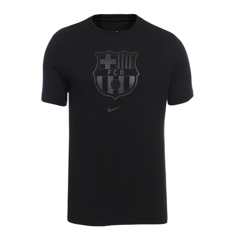 Nike Men FC Barcelona Crest Soccer T-Shirt - Black product image 1, provided for visual reference and product detail review