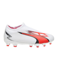 Puma Kid's Ultra Match LL FG/AG-White-Black-Fire Orchid product image 1, provided for visual reference and product detail
