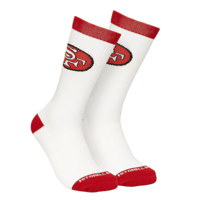 Mitchell and Ness San Francisco 49ers Touchback Crew Socks product image 1, provided for visual reference and product detail