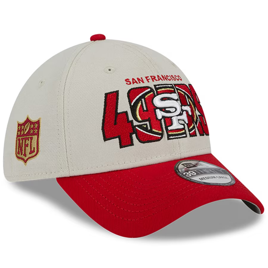 New Era San Francisco 49ERS 2023 NFL Draft 39THIRTY Flex Hat - Stone/Red product image 1, provided for visual reference and