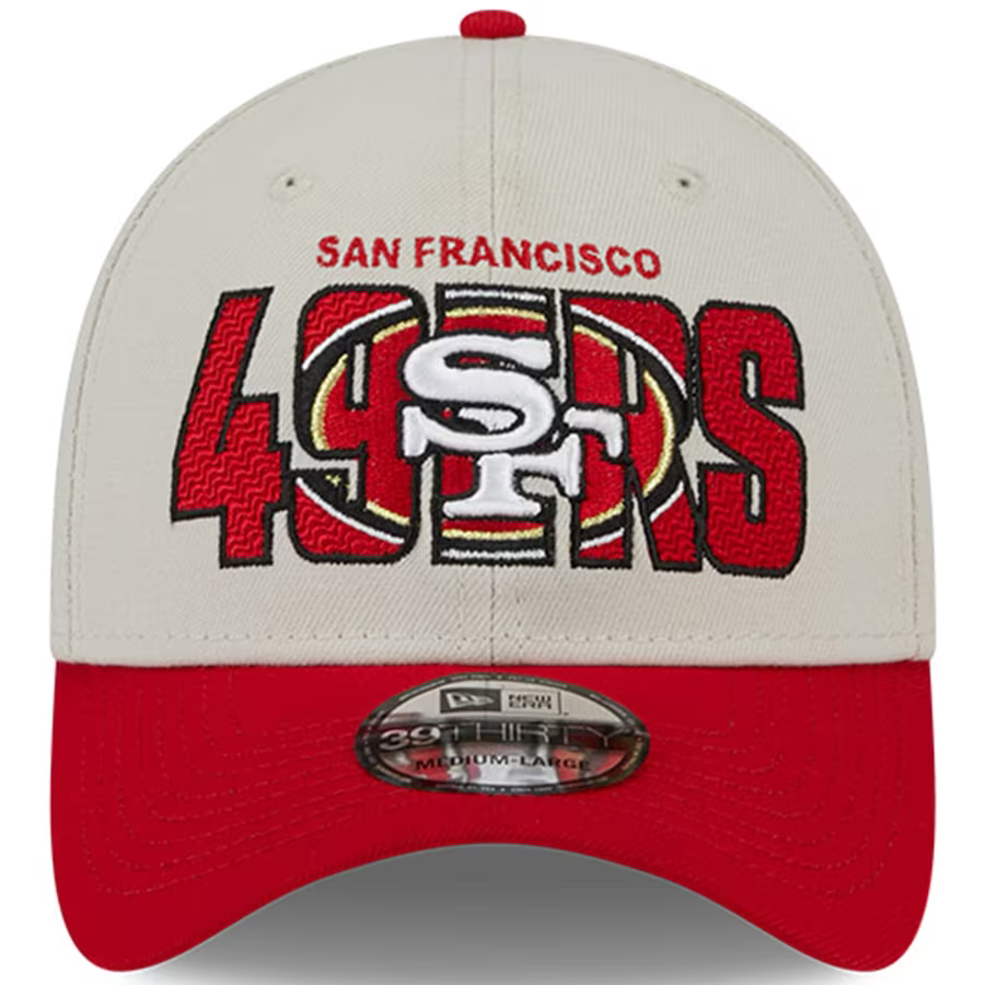 New Era San Francisco 49ERS 2023 NFL Draft 39THIRTY Flex Hat - Stone/Red product image 2, provided for visual reference and