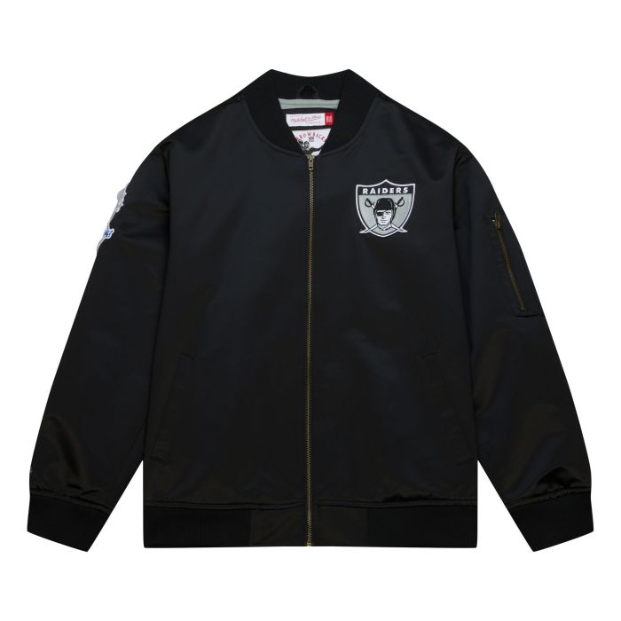 Mitchell & Ness Oakland Raiders Lightweight Satin Bomber Vintage Logo product image 1, provided for visual reference and