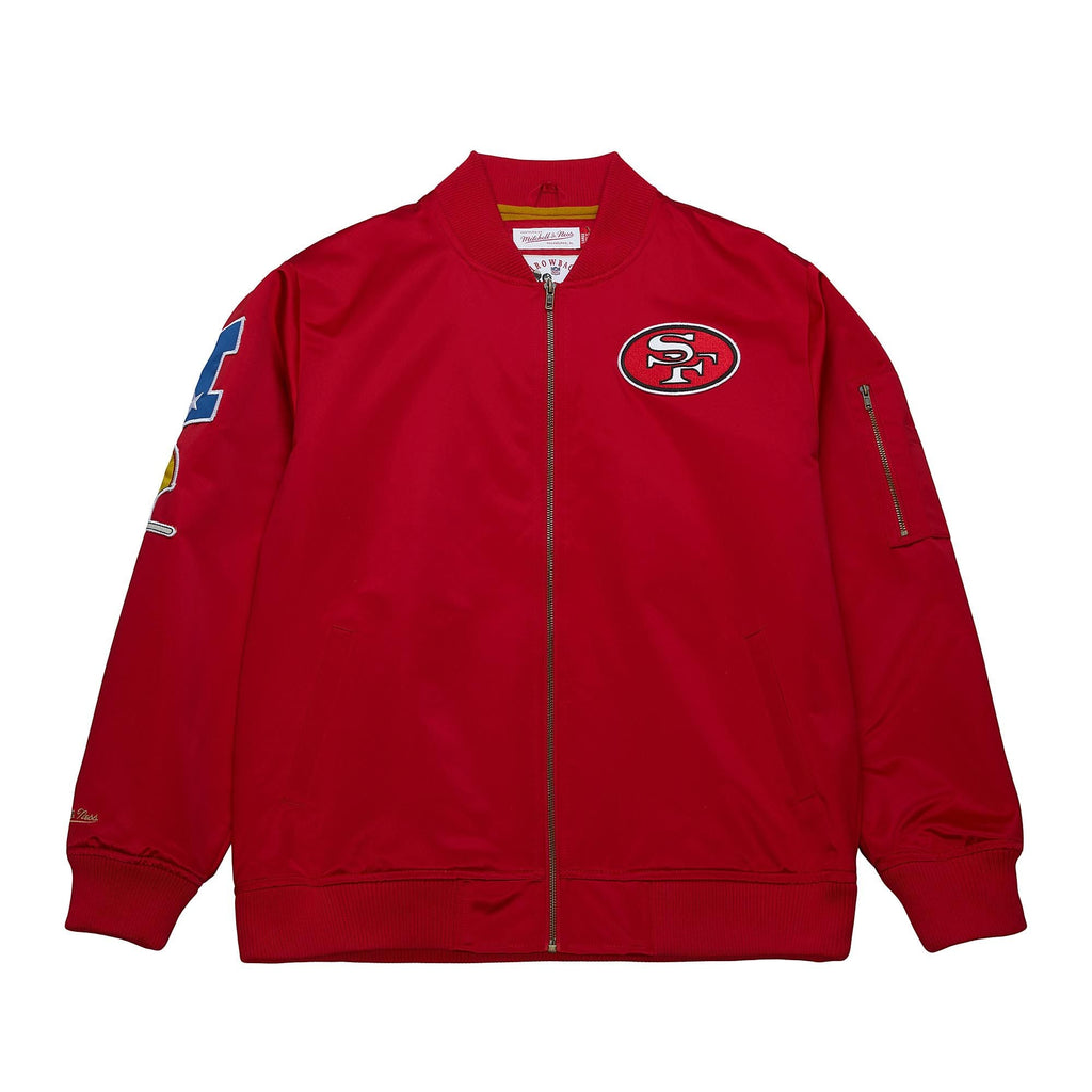 Mitchell & Ness San Francisco 49ers Lightweight Satin Bomber Vintage Logo-Red product image 1, provided for visual reference