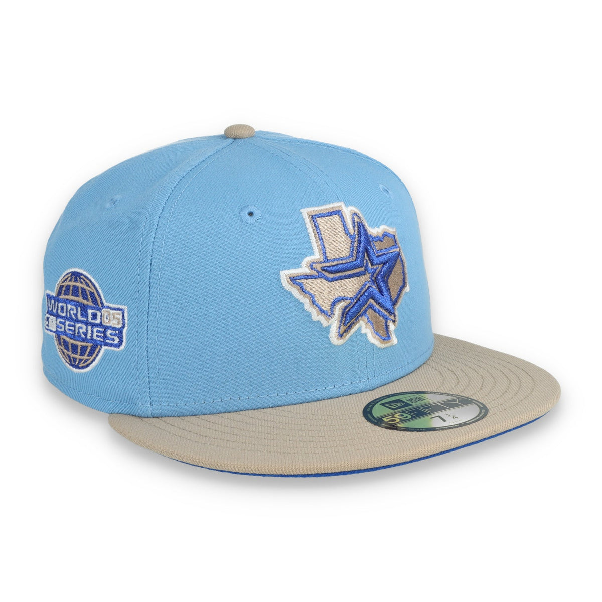 New Era Houston Astros 2005 World Series Side Patch 59FIFTY Fitted Hat-Sky Blue/Camel product image 1, provided for visual