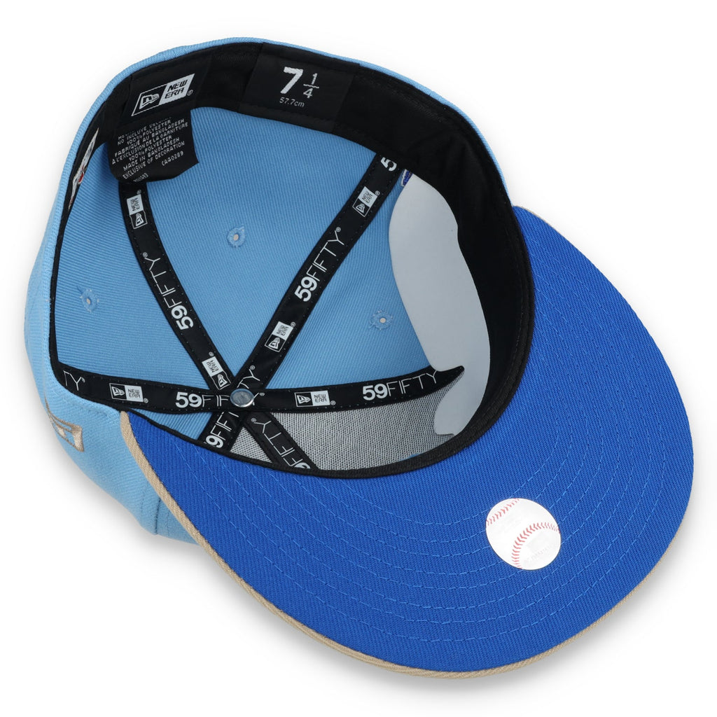New Era Los Angeles Dodgers 50th Anniversary Side Patch 59FIFTY Fitted Hat-Sky Blue/Camel product image 7, provided for