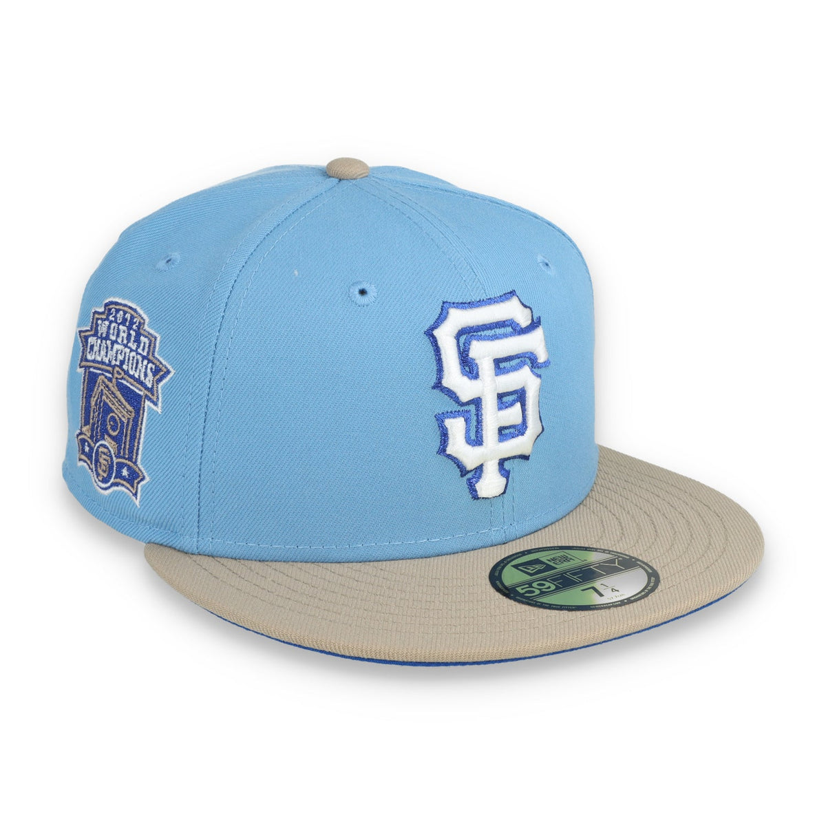 New Era San Francisco Giants 2012 World Series Side Patch 59FIFTY Fitted Hat-Sky Blue/Camel product image 1, provided for