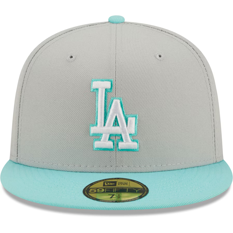 New Era Los Angeles Dodgers 2-Tone Color Pack 59FIFTY Fitted Hat-Gray/Turquoise product image 2, provided for visual