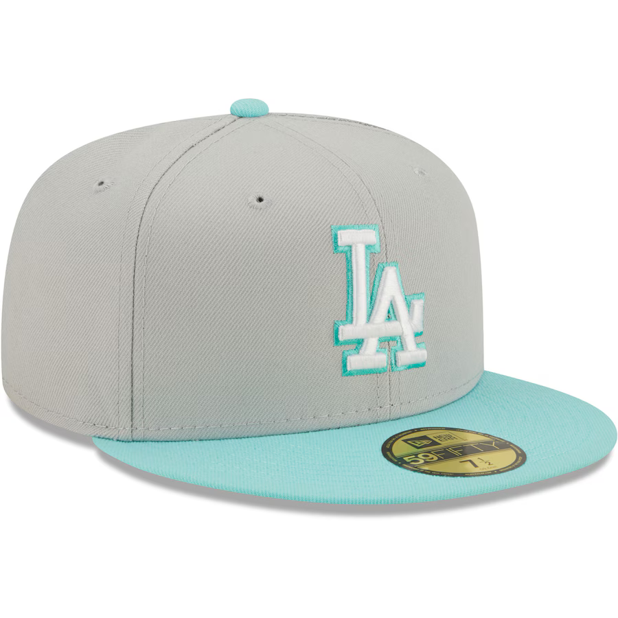 New Era Los Angeles Dodgers 2-Tone Color Pack 59FIFTY Fitted Hat-Gray/Turquoise product image 1, provided for visual