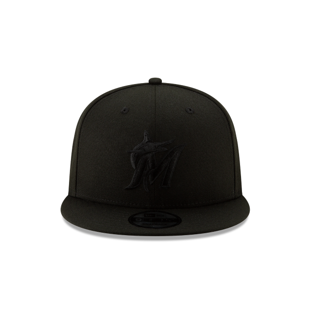 New Era Miami Marlins Basic 9FIFTY Snapback-Black on Black product image 3, provided for visual reference and product detail