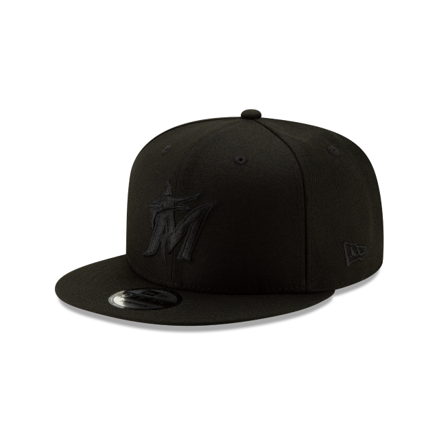 New Era Miami Marlins Basic 9FIFTY Snapback-Black on Black product image 1, provided for visual reference and product detail