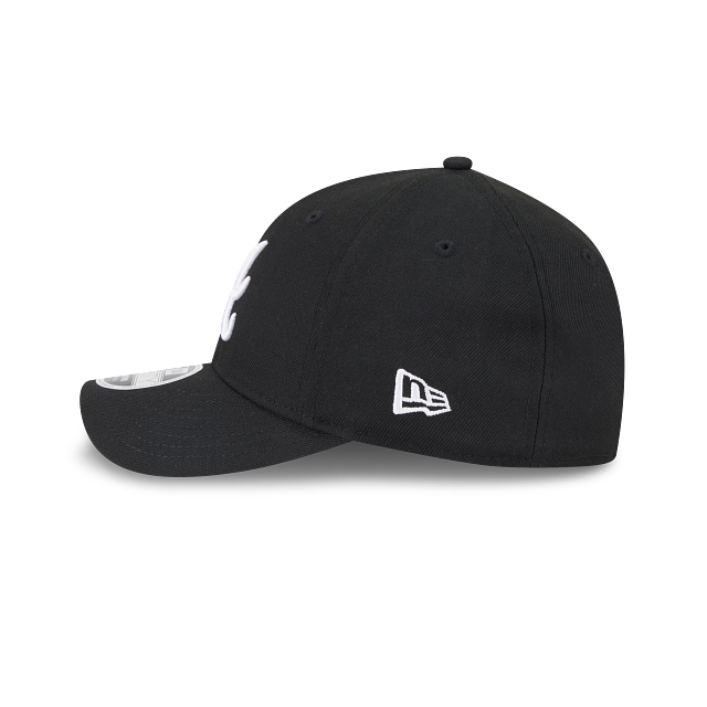 New Era Atlanta Braves Logo Essentials M-Crown A Frame 9FORTY Adjustable Hat-BLACK/WHITE product image 4, provided for