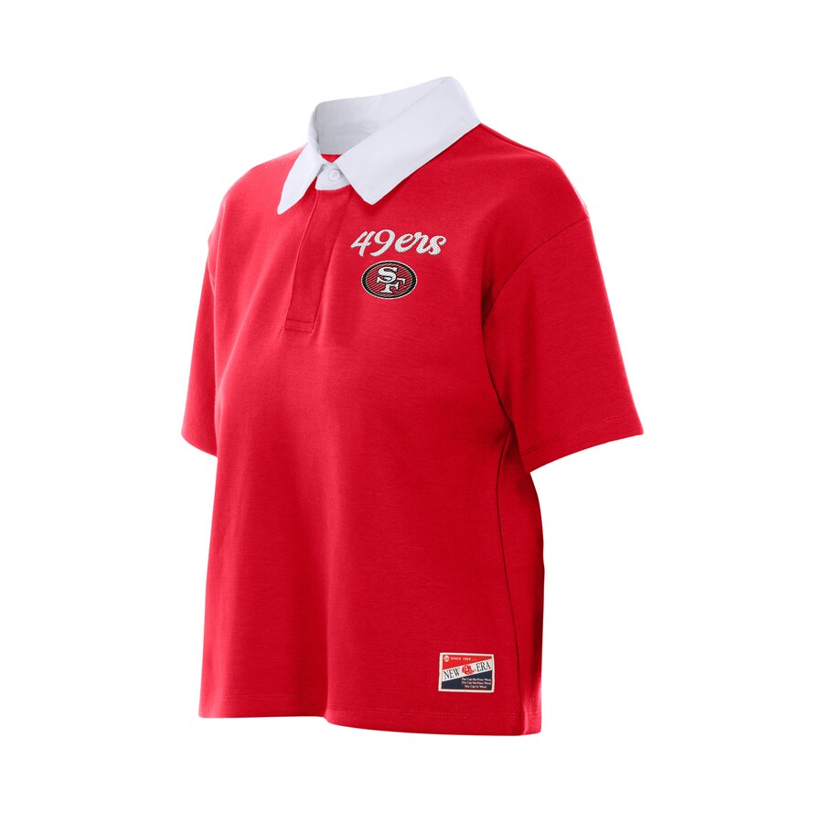 New Era Women San Francisco 49ers Throwback Boxy Cropped Polo product image 1, provided for visual reference and product