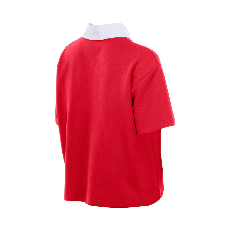 New Era Women San Francisco 49ers Throwback Boxy Cropped Polo product image 2, provided for visual reference and product