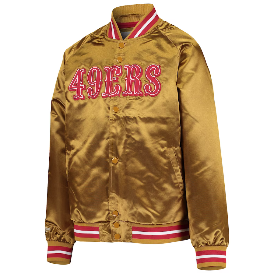 Mitchell & Ness Preschool San Francisco 49ers Lightweight Satin Raglan Full-Snap Jacket-Gold product image 1, provided for