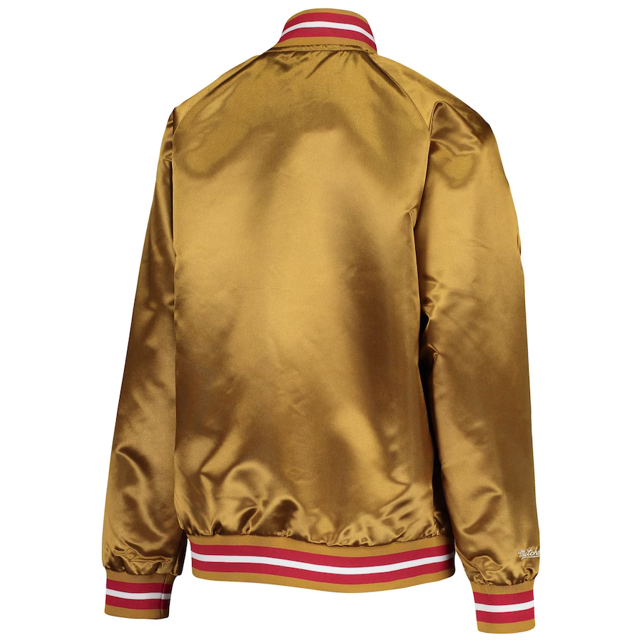 Mitchell & Ness Youth San Francisco 49ers Lightweight Satin Raglan Full-Snap Jacket-Gold product image 2, provided for
