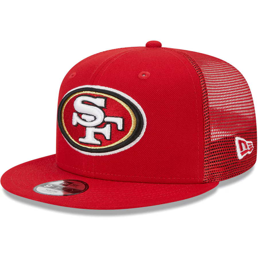 New Era San Francisco 49ers 9FIFTY Trucker Snapback - Scarlet product image 1, provided for visual reference and product