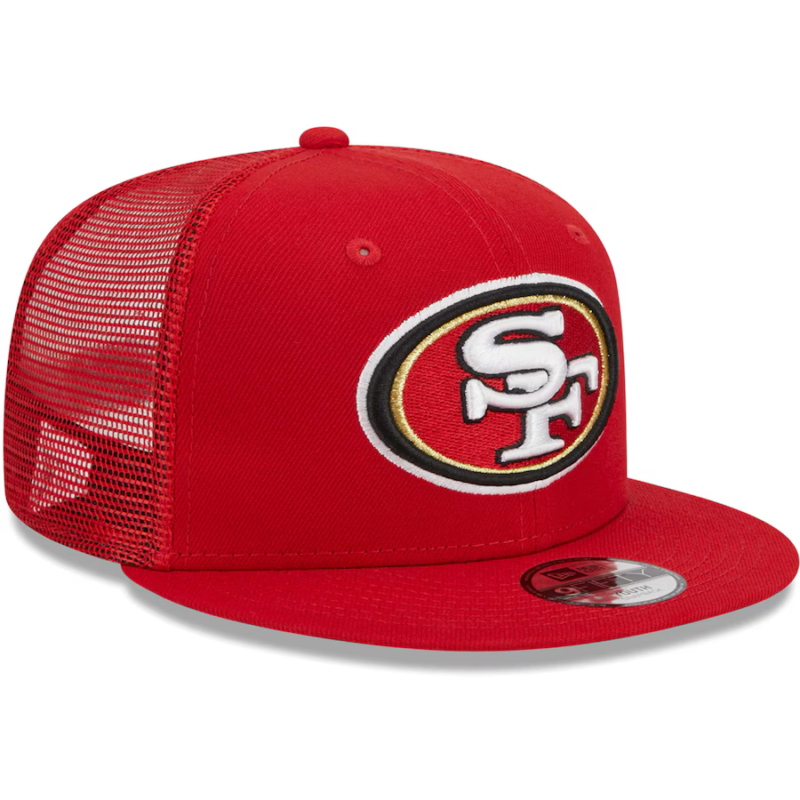 New Era San Francisco 49ers 9FIFTY Trucker Snapback - Scarlet product image 3, provided for visual reference and product